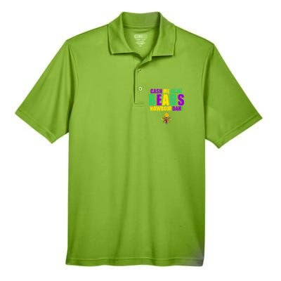 Cash Me Some Beads Howbow Dah! Mardi Gras New Orleans Men's Origin Performance Piqué Polo