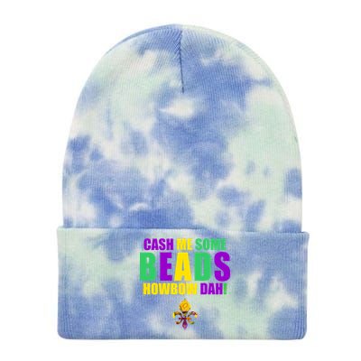 Cash Me Some Beads Howbow Dah! Mardi Gras New Orleans Tie Dye 12in Knit Beanie