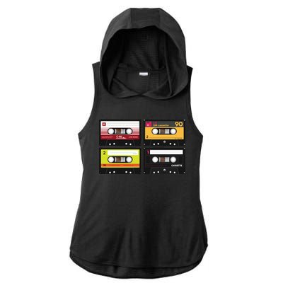 Cassette Tapes Music Mixtape Vintage Retro 80s Tech Ladies PosiCharge Tri-Blend Wicking Draft Hoodie Tank