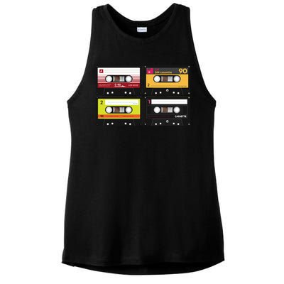 Cassette Tapes Music Mixtape Vintage Retro 80s Tech Ladies PosiCharge Tri-Blend Wicking Tank