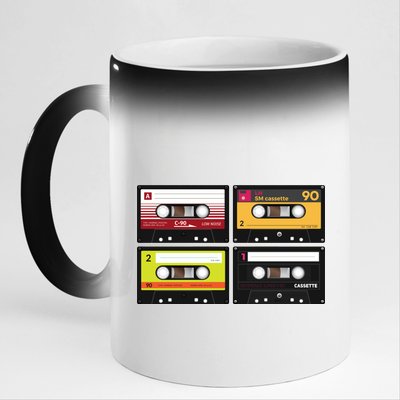 Cassette Tapes Music Mixtape Vintage Retro 80s Tech 11oz Black Color Changing Mug