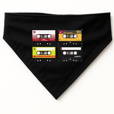 Cassette Tapes Music Mixtape Vintage Retro 80s Tech USA-Made Doggie Bandana