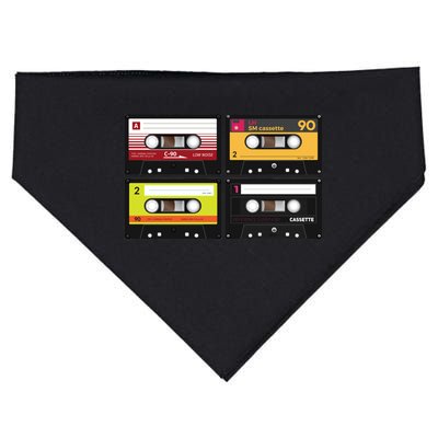 Cassette Tapes Music Mixtape Vintage Retro 80s Tech USA-Made Doggie Bandana