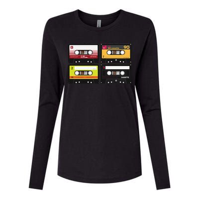 Cassette Tapes Music Mixtape Vintage Retro 80s Tech Womens Cotton Relaxed Long Sleeve T-Shirt