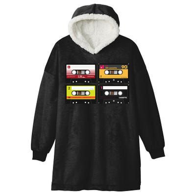 Cassette Tapes Music Mixtape Vintage Retro 80s Tech Hooded Wearable Blanket