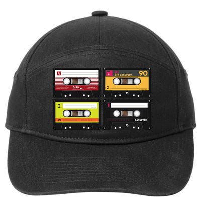 Cassette Tapes Music Mixtape Vintage Retro 80s Tech 7-Panel Snapback Hat