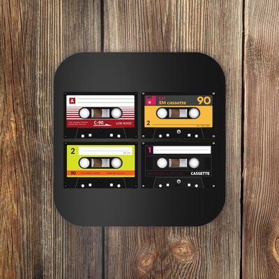 Cassette Tapes Music Mixtape Vintage Retro 80s Tech Coaster