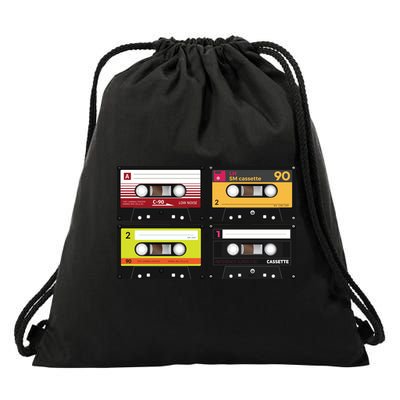 Cassette Tapes Music Mixtape Vintage Retro 80s Tech Drawstring Bag