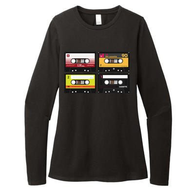 Cassette Tapes Music Mixtape Vintage Retro 80s Tech Womens CVC Long Sleeve Shirt