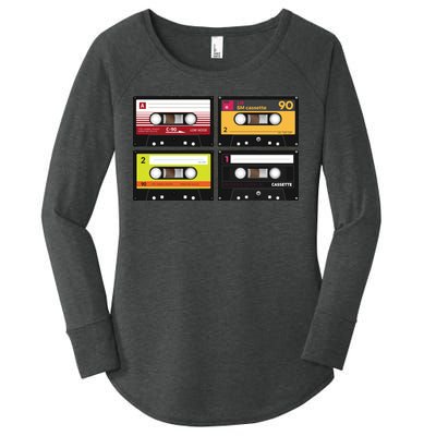 Cassette Tapes Music Mixtape Vintage Retro 80s Tech Women's Perfect Tri Tunic Long Sleeve Shirt