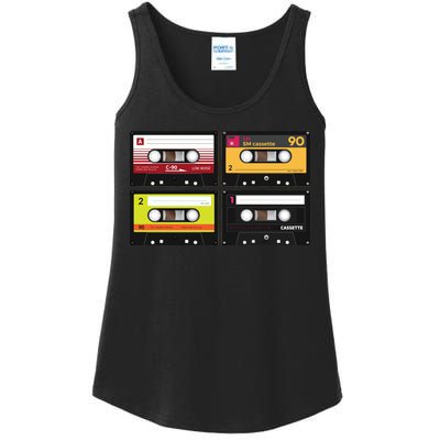 Cassette Tapes Music Mixtape Vintage Retro 80s Tech Ladies Essential Tank