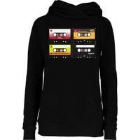 Cassette Tapes Music Mixtape Vintage Retro 80s Tech Womens Funnel Neck Pullover Hood