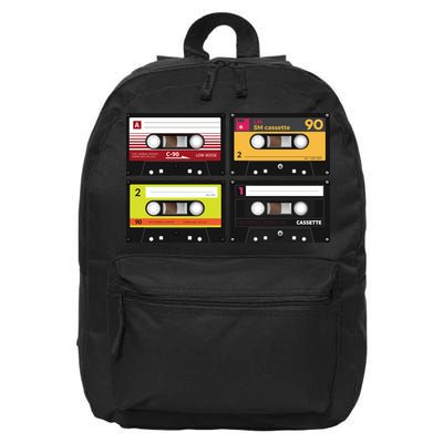 Cassette Tapes Music Mixtape Vintage Retro 80s Tech 16 in Basic Backpack