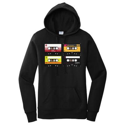 Cassette Tapes Music Mixtape Vintage Retro 80s Tech Women's Pullover Hoodie