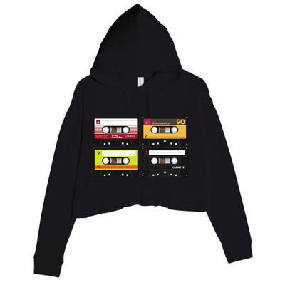 Cassette Tapes Music Mixtape Vintage Retro 80s Tech Crop Fleece Hoodie