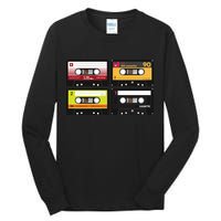 Cassette Tapes Music Mixtape Vintage Retro 80s Tech Tall Long Sleeve T-Shirt