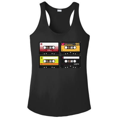 Cassette Tapes Music Mixtape Vintage Retro 80s Tech Ladies PosiCharge Competitor Racerback Tank