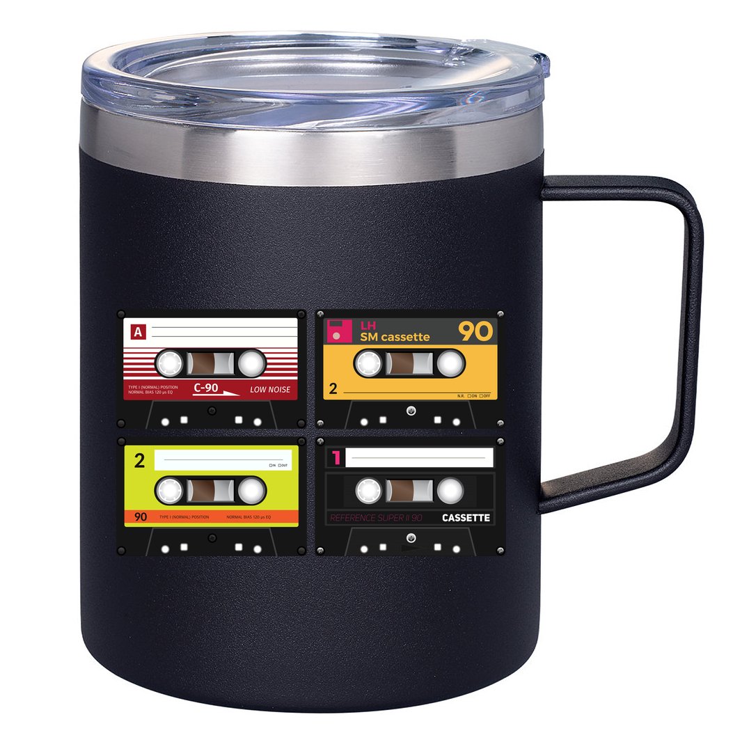 Cassette Tapes Music Mixtape Vintage Retro 80s Tech 12oz Stainless Steel Coffee Mug