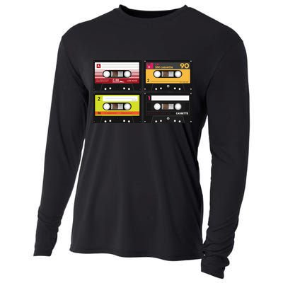 Cassette Tapes Music Mixtape Vintage Retro 80s Tech Cooling Performance Long Sleeve Crew