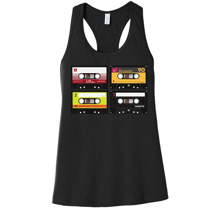 Cassette Tapes Music Mixtape Vintage Retro 80s Tech Women's Racerback Tank