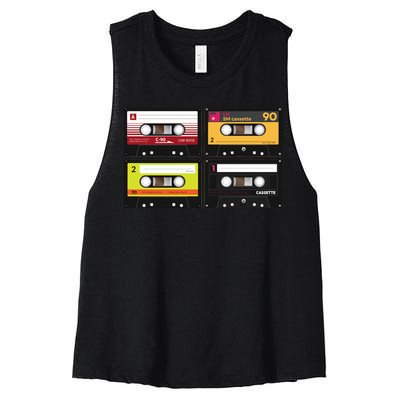 Cassette Tapes Music Mixtape Vintage Retro 80s Tech Women's Racerback Cropped Tank