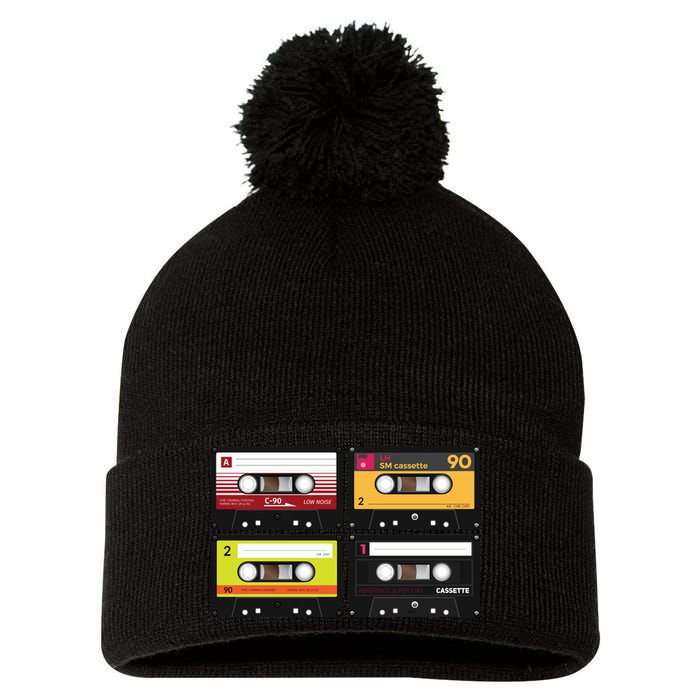 Cassette Tapes Music Mixtape Vintage Retro 80s Tech Pom Pom 12in Knit Beanie