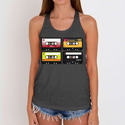 Cassette Tapes Music Mixtape Vintage Retro 80s Tech Women's Knotted Racerback Tank