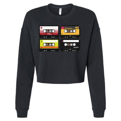 Cassette Tapes Music Mixtape Vintage Retro 80s Tech Cropped Pullover Crew