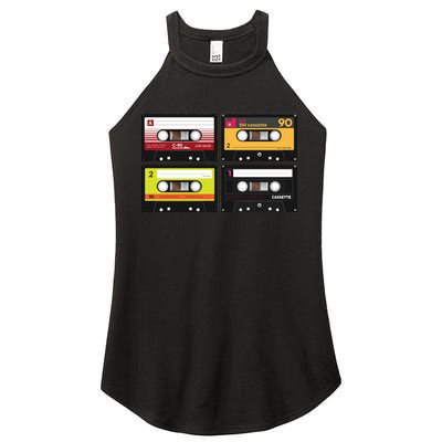 Cassette Tapes Music Mixtape Vintage Retro 80s Tech Women's Perfect Tri Rocker Tank