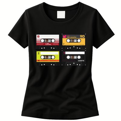 Cassette Tapes Music Mixtape Vintage Retro 80s Tech Womens T-Shirt