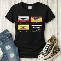 Cassette Tapes Music Mixtape Vintage Retro 80s Tech Womens T-Shirt