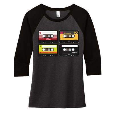 Cassette Tapes Music Mixtape Vintage Retro 80s Tech Women's Tri-Blend 3/4-Sleeve Raglan Shirt