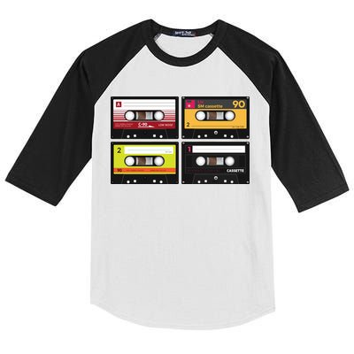 Cassette Tapes Music Mixtape Vintage Retro 80s Tech Kids Colorblock Raglan Jersey