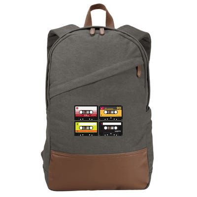 Cassette Tapes Music Mixtape Vintage Retro 80s Tech Cotton Canvas Backpack