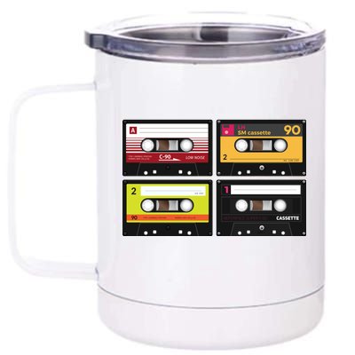 Cassette Tapes Music Mixtape Vintage Retro 80s Tech 12 oz Stainless Steel Tumbler Cup