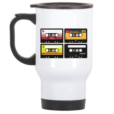 Cassette Tapes Music Mixtape Vintage Retro 80s Tech Stainless Steel Travel Mug