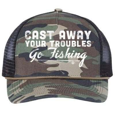 Cast Away Your Troubles Go Fishing Retro Rope Trucker Hat Cap