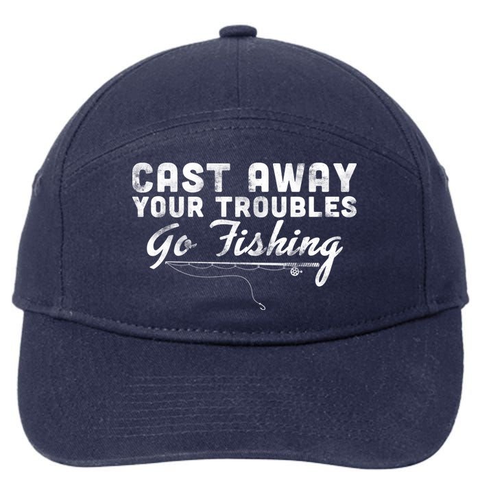 Cast Away Your Troubles Go Fishing 7-Panel Snapback Hat