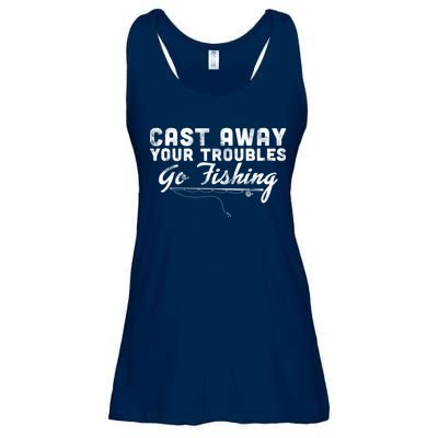 Cast Away Your Troubles Go Fishing Ladies Essential Flowy Tank