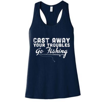 Cast Away Your Troubles Go Fishing Womens Tank Top