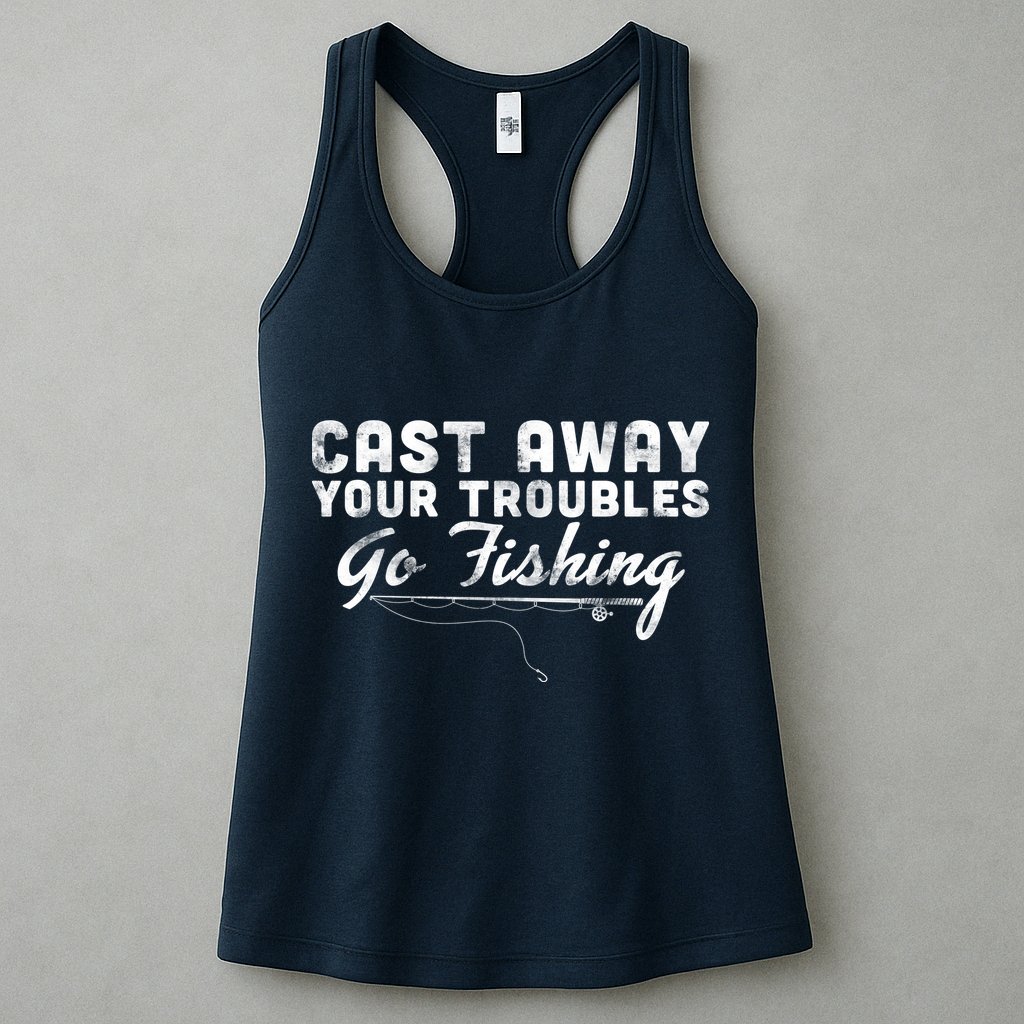 Cast Away Your Troubles Go Fishing Womens Tank Top