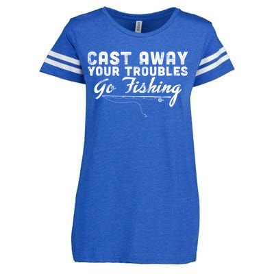 Cast Away Your Troubles Go Fishing Enza Ladies Jersey Football T-Shirt