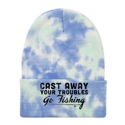 Cast Away Your Troubles Go Fishing Tie Dye 12in Knit Beanie