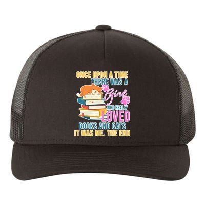 Cat And Books Girl Yupoong Adult 5-Panel Trucker Hat