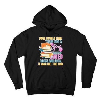 Cat And Books Girl Hoodie