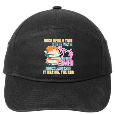 Cat And Books Girl 7-Panel Snapback Hat