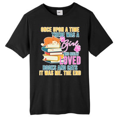 Cat And Books Girl Tall Fusion ChromaSoft Performance T-Shirt