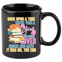 Cat And Books Girl 11oz C Handle Ceramic Mug