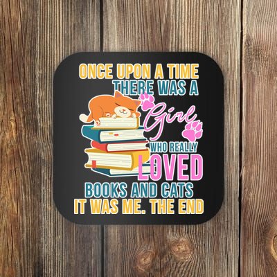 Cat And Books Girl Coaster