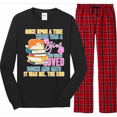 Cat And Books Girl Long Sleeve Pajama Set